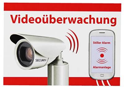 5 x Videoüberwachung Aufkleber Hinweisschild Alarmgesichert Warnschild Alarm Kamera Handy weiß - Top Qualität von My-goodbuy24