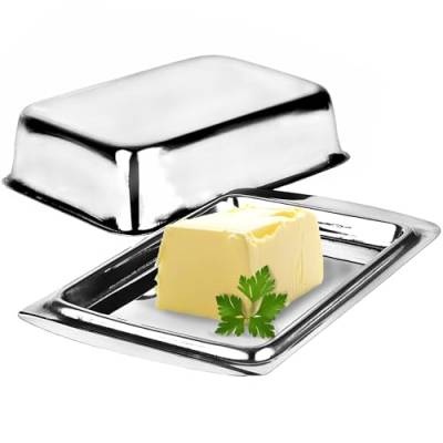 Butterdose - Große Butterglocke aus Edelstahl - Butterschale mit Deckel - Butterbehälter 16 x 10 x 43 cm - Rostfrei - Frühstücksbegleiter von My-goodbuy24