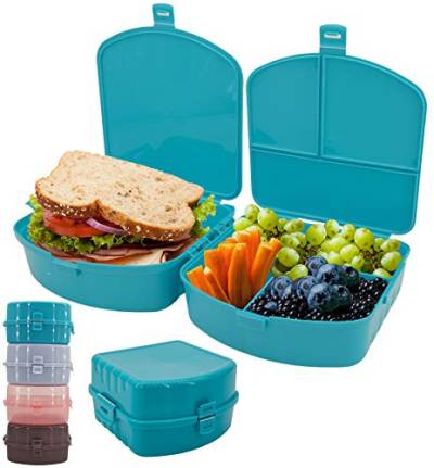 My-goodbuy24 Lunchbox für Kinder & Erwachsene Bento Box - 3 Fächern + 1 Brotfach - Brotdose mit Trennwand - Perfekt für Schule Arbeit Kindergarten - Spülmaschinengeeignet (transparent rosa) von My-goodbuy24