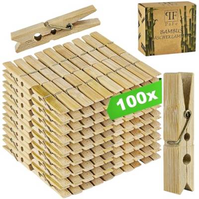 Wäscheklammern aus Bambus - 100 Stück - Nachhaltige Bambusklammern - unbehandelte Holzwäscheklammern zum Wäscheaufhängen und Basteln von My-goodbuy24