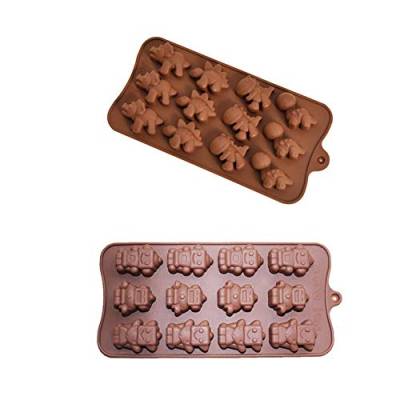 2 Stück Silikon-Schokoladenformen Dinosaurier und Roboter Silikonformen Mini-Schokoladenformen für Kuchen, Süßigkeiten, Schokolade, Cupcake, Gelee, handgefertigt von N\A