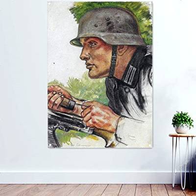 Handschüttelnder Mine Soldier WW II Militär Wandkunst Wandteppich Hängende Gemälde GER Wehrmacht Propaganda Poster Banner Flagge für Wand 96 x 144 cm (38 x 57 Zoll) von N\A