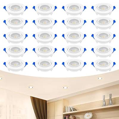 NAIZY LED Einbaustrahler Led Spots 230V Ultra Flach Einbauleuchte 20er Set 5W Badleuchte Einbauspot Mini Deckenspot für Wohnzimmer, Schlafzimmer und Küche - 20x5W, Warmweiß von NAIZY