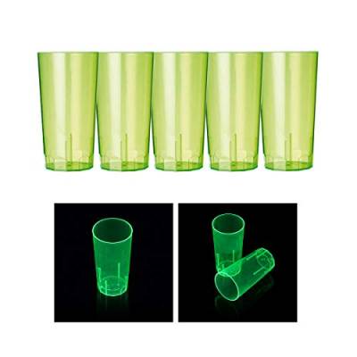 FUNS NEON STYLES - UV Leucht-Becher/Longdrink-Becher (250 ml), in grüner Neonfarbe, 5 Stück in einem Set, brillant im Tageslicht - noch intensiver leuchtend unter Schwarzlicht von NEON STYLES