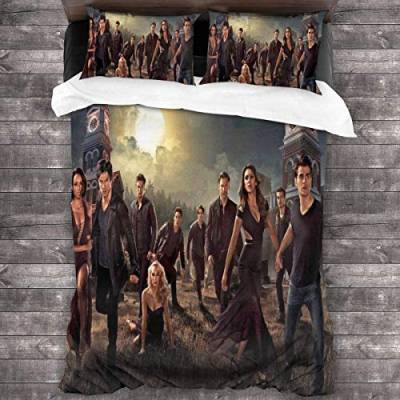 NICHIYO The Vampire Diaries Bettwäsche-Set – Bettbezug und Kissenbezug, Mikrofaser, 3D-Digitaldruck, dreiteilige Bettwäsche (17, Einzelbett 135 x 200 cm) von NICHIYO