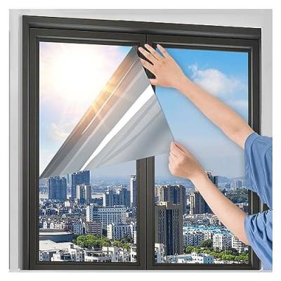 Reflektierende Fensterfolie Blickdicht Sonnenschutz Sichtschutzfolie, Scheibentönungsfolie, Statisch Haftende Verdunklungsfolie Für Zuhause, Büro (Size : 60x200cm) von NOIRDA