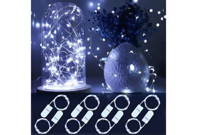Nettlife LED-Lichterkette 8er-Pack Kalteweiß 2M Kupferdraht Batteriebetriebene Lichter, Weihnachtsdekoration von Nettlife