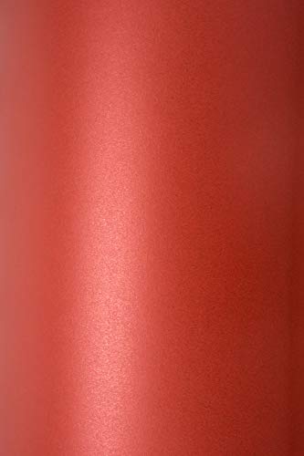 Netuno 100x Bastel-Papier Perlmutt-Rot DIN A4 210x 297 mm 125g Sirio Pearl Red Fever Glanzpapier schimmernd Perlglanz Papier Metallic-Effekt Pearl-Papier Perlmuttglanz Dekor-Papier edel von Netuno
