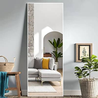 NeuType Ganzkörperspiegel, 150,8 x 50,8 cm, mit stehender Halterung, Schlafzimmerspiegel, stehend zum Aufhängen oder Anlehnen an die Wand, Weiß von NeuType