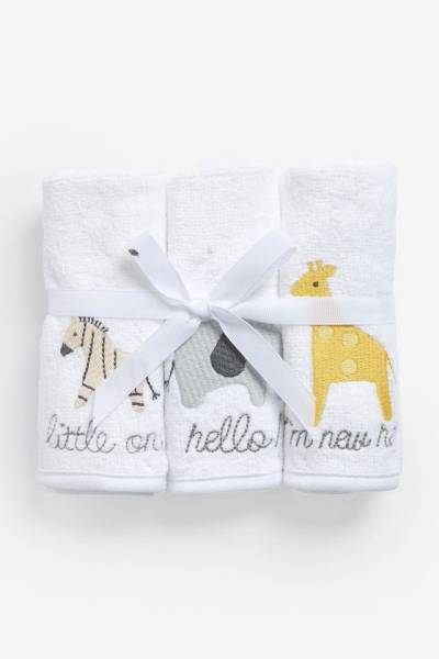 Next Handtücher Safari Waschlappen aus Baumwolle im 3er-Pack, (3-St) von Next