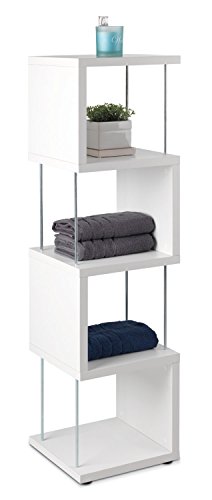 Designregal Standregal Bücherregal | 4 Fächer | Weiß | BxHxT: 33x126x33 cm von Nicht Zutreffend