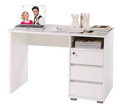 Schreibtisch Computertisch Arbeitstisch | Weiß | 3 Schubladen | Abschließbar | 110x65 cm von Nicht Zutreffend