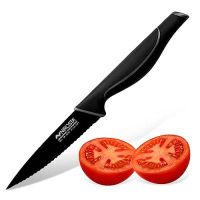 Küchenmesser Wave 23 cm – Gezahnte Klinge mit 11 cm – Scharfes Messer in Profi-Qualität für Obst, Gemüse & Co – Beschichtete Klinge für einfacheres Schneiden – Soft-Touch-Griff von Nirosta