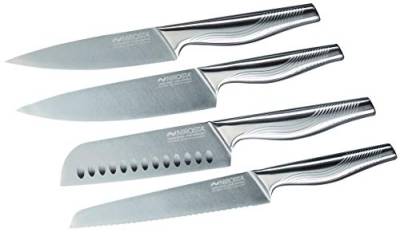 Nirosta Swing-Messer-Set, Verschiedene Messer mit Funktionsteil aus hochwertigem Edelstahl, Premium-Messer mit rutschfestem Griff, hochwertige Messer für jeden Anlass(Farbe:Silber),Menge:1x4er Set von Nirosta