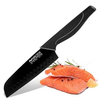 Santoku Messer Wave 30 cm – Hochwertiger Edelstahl – Santokumesser in Profi-Qualität für Gemüse, Fleisch & Co – Beschichtete Klinge für einfacheres Schneiden – Soft-Touch-Griff von Nirosta