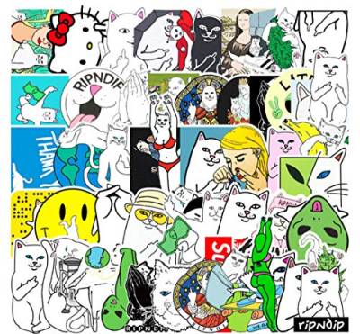 Nobranded 56Pcs Graffiti Katze Cartoon Aufkleber Koffer Laptop Dekoration wasserdichte Auto Aufkleber 5-12Cm von Nobranded