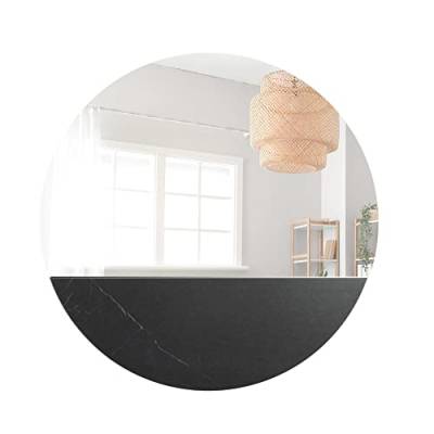 Norbe | Runder Wandspiegel Maraya (60x60) | Moderner Wandspiegel | Dekorativer Spiegel mit Marmoreinsatz | Spiegel mit Marmor | Kleiner runder Spiegel modern von Norbe