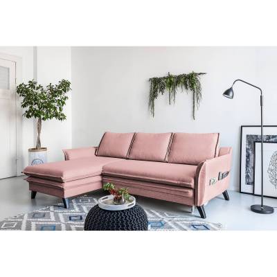 Norrwood Ecksofa Mia Mia II Mauve Webstoff 227x86x149 cm mit Schlaffunktion und Bettkasten von Norrwood