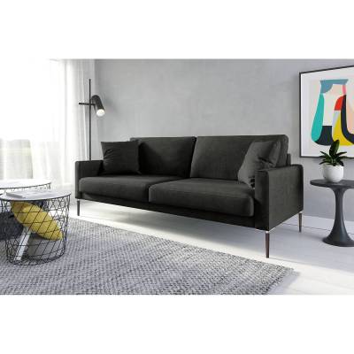 Norrwood Sofa Sauvo I 3-Sitzer Dunkelgrau Samt 214x83x90 cm von Norrwood