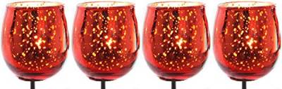 Teelichthalter Glas 4er Set für Adventskranz 6cm bauchig Rot Teelichtgläser klein Kerzenhalter Glas Kerzenpicks für Teelichter Weihnachtskranz 4er Glas Teelicht Gesteck Weihnachten Dekoration Xmas von Novaliv