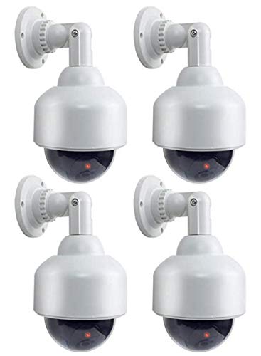 4X Kamera-Attrappe Dummy Dome Überwachungskameras mit Objektiv, Blinkender LED, wasserdicht, Verwendung im Innen- und Außenbereich von O&W Security