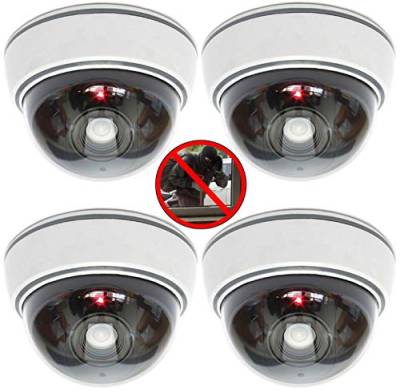 4X Kamera Attrappe mit Objektiv und Blink-LED, Dummy-Überwachungskamera, Verwendung im Innen- und Außenbereich von O&W Security
