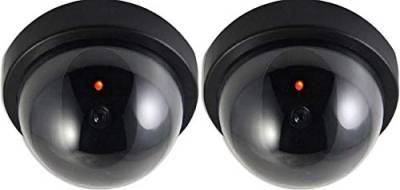 O&W Security 2X Kamera Attrappe mit Fake Objektiv Videoüberwachung Warensicherung Dummy-Überwachungskamera mit rotem LED Licht für Innen- und Außenbereich von O&W Security