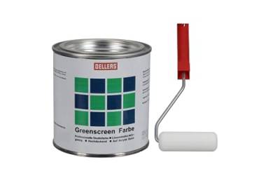 OELLERS Greenscreen Farbe, 375ml, Chroma Grün, professionelle Studio- &Wandfarbe - Perfekt für Studioaufnahmen, Videoproduktionen und Fotosessions. Inkl. Farbroller von OELLERS