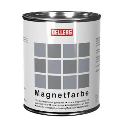 OELLERS Magnetfarbe, magnetische Wandfarbe für innen, 750ml/4m2, Grau, Farbe für Holz, Metall, Wände, Kinderzimmer geeignet, keine Vorbehandlung (Grau, 750 ml) von OELLERS