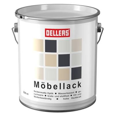 OELLERS Möbellack, RAL 9001 Cremeweiß, 2,5 Liter, wasserbasierte seidenmatte Holzfarbe für innen & außen, kein Schleifen, Holzlack, Bunt Lack auch für Metall, Holz & Kunststoffe von OELLERS