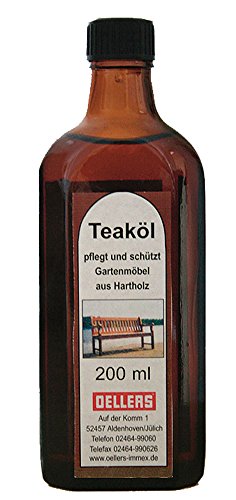 Teaköl, 200 ml, farblos, Holzpflege aus natürlichen Ölen, Pflegeöl für Hartholz und Exotenholz, wasserabweisendes Holzschutzöl von OELLERS