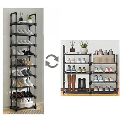 ONEORNEVER Schuhregal, Stabiles Metall-Schuhregal Organizer, Schmales Schuhregal, Schuhregale für Schränke, Schuhregal, Schuhständer, Schuhregal für den Flur, Schwarz 9 Böden von ONEORNEVER