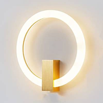 OOWOKS LED Innen Wandleuchte 9W Moderne Runde Wandlampe Dimmbar 3000K-6000K Kreativität Acryl Ring Wandbeleuchtung Schlafzimmer Nachttischlampe Schmiedeeiserne Wandlicht,Gold von OOWOKS