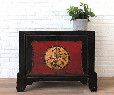 OPIUM OUTLET Chinesische Kommode Sideboard Schrank asiatisch orientalisch Kästchen Schränkchen Vintage Shabby Holz (Design 4) von OPIUM OUTLET
