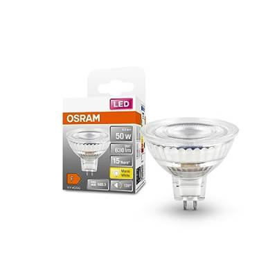 OSRAM LED SPOT MR16 GL 50 Niedervolt-LED-Reflektorlampe, Retrofit-Sockel GU5; 3, 6,5W, 630lm, 2700K, warmweißes Licht, sehr geringer Energieverbrauch, lange Lebensdauer, keine Aufwärmzeit von Osram