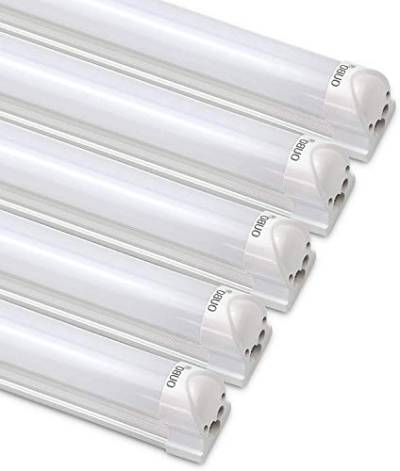 OUBO 5er 150CM LED Leuchtstofflampe mit Fassung Lichtleiste T8 Röhre 24W Tube Leuchtstoffröhre Neutralweiß 4000K Unterbauleuchte montagefertig mit Milchiger Deck, inkl. Zubehör von OUBO