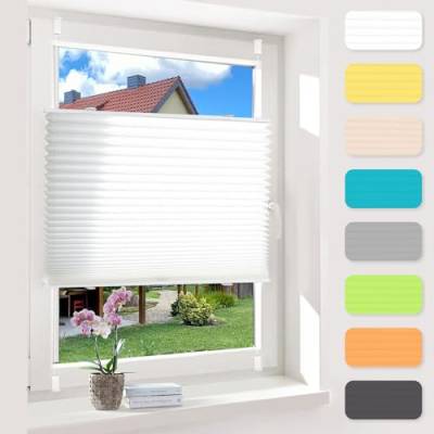 OUBO Plissee ohne Bohren Weiß 60x230cm Plissee Klemmfix Version Plisseerollo Sichtschutz und Sonnenschutz Blickdicht Easyfix lichtdurchlässig Rollo für Fenster & Tür Einfache Montage von OUBO