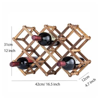 OXOAMP Weinregale Faltbares Weinregal aus Holz, freistehender Flaschenhalter, rustikale Weinaufbewahrung, Arbeitsplatte, Dekor-Organizer, 10 Fächer Rack (Color : B) von OXOAMP