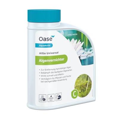 OASE 43137 AquaActiv AlGo Universal Algenvernichter 500 ml - effektiver Algenentferner für Gartenteich ideal gegen Algen Fadenalgen Schwebealgen Schmieralgen von Oase