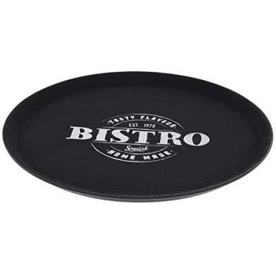 Bar-Tablett, rutschfest, 35 cm, schwarz, dekoratives schwarzes Tablett, großer Tisch, runde Bar, Restaurant, Party, Bar von orion group