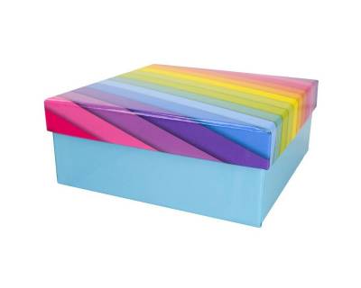 Out of the Blue Stapelbox Geschenkkarton in verschiedenen Größen hellblau mit Regenbogen, mit abnehmbaren Deckel von Out of the Blue