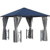 Outsunny Pavillon, Gartenpavillon, Partyzelt mit Seitenteilen, PC Dach, Alu, Schwarz, 300 x 300 x 263 cm von Outsunny