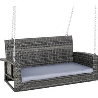 Outsunny Hängebank 2-Sitzer  Rattan Gartenschaukel mit Sitzkissen, Hängeschaukel, Hollywoodschaukel, Grau, 127 x 57,5 x 60 cm  Aosom.de von Outsunny