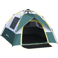 Outsunny Zelt für 3 Personen, Campingzelt mit Heringen, Kuppelzelt, Polyester, Grün, 205 x 195 x 135 cm von Outsunny