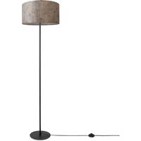 Stehlampe Wohnzimmer Lampenschirm Stoff Stehleuchte Leselampe Abstrakt Vintage Design 9 (Ø38 cm), Stehleuchte Einbein - Schwarz - Paco Home von PACO HOME