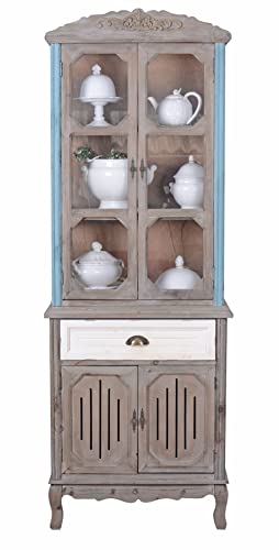 Antik Vitrine Buffet Schrank Shabby Chic Vitrinenschrank Küchenvitrine 183 cm mxa022 Palazzo Exklusiv von PALAZZO INT