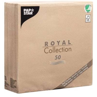 50 Stück Premium Qualität Sand Servietten ROYAL Collection 1/4-Falz 40 cm x 40 cm Stoffoptik Hochzeit von PAPSTAR