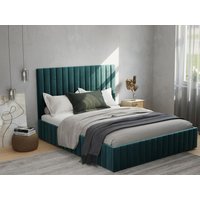 Bett mit Bettkasten & Bett-Kopfteil - Samt - 180 x 200 cm - Blaugrün - LARALI von Pascal Morabito von PASCAL MORABITO