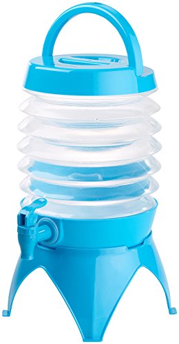 PEARL Wasserspender faltbar: Faltbares Fässchen, Auslaufhahn, Ständer, 3,5 Liter, blau/transparent (Faltbarer Getränkespender, Wasserkanister für Wasserspender, Kochgeschirr) von PEARL