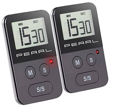 PEARL Kurzzeittimer: 2er Pack Digitaler Küchen-Timer mit Stoppuhr, akustischem u. optischem (Eieruhren, Küchenuhr-Timer, Kurzzeit) von PEARL